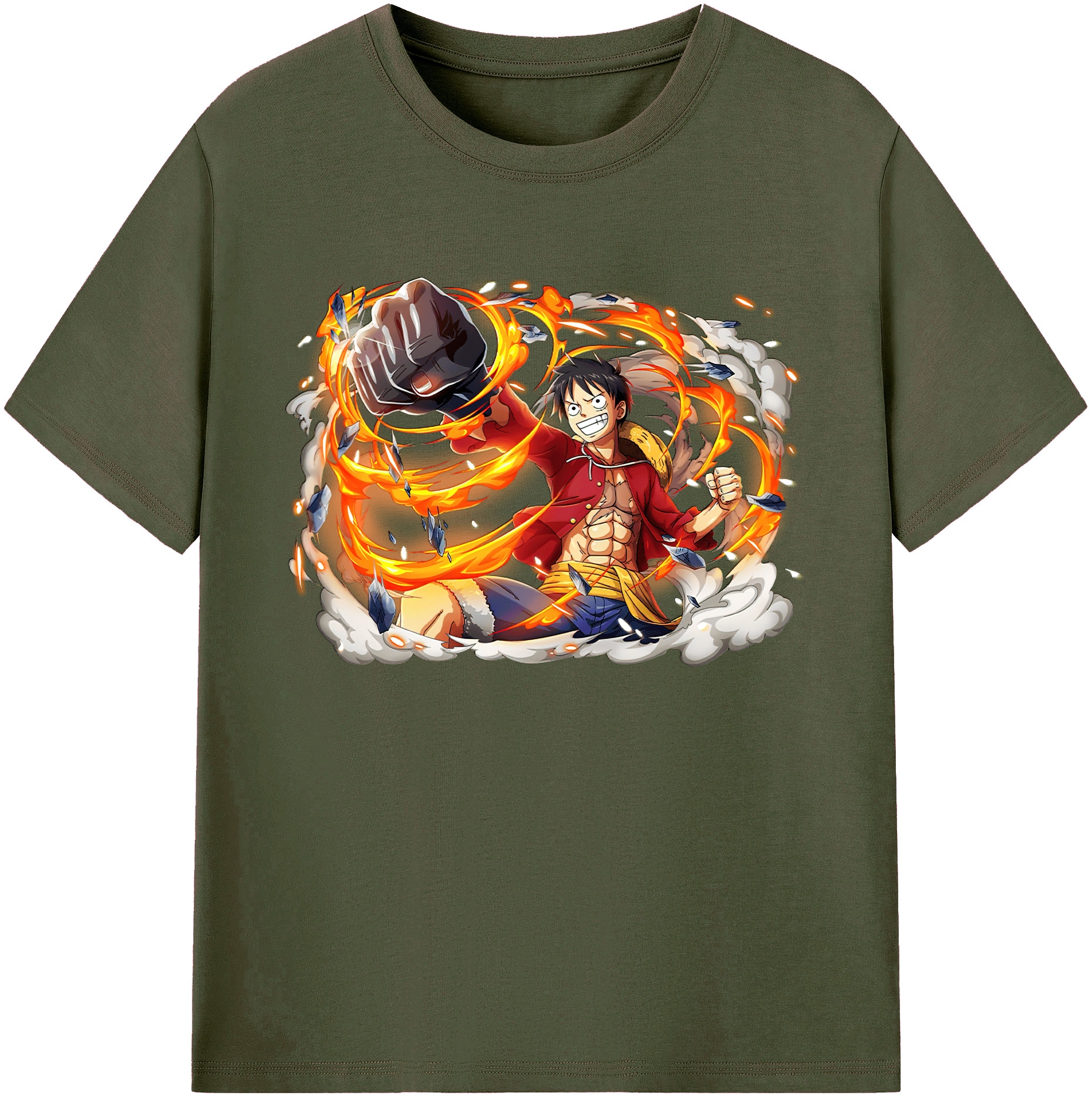 ワンピース モンキー・D・ルフィ ONE PIECE Monkey D. Luffy 綿100％ メンズ半袖Tシャツ｜肌触りやわらか＆通気性
